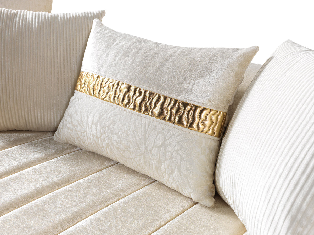 Carlina Ivory Velvet Sofa & Loveseat view 12