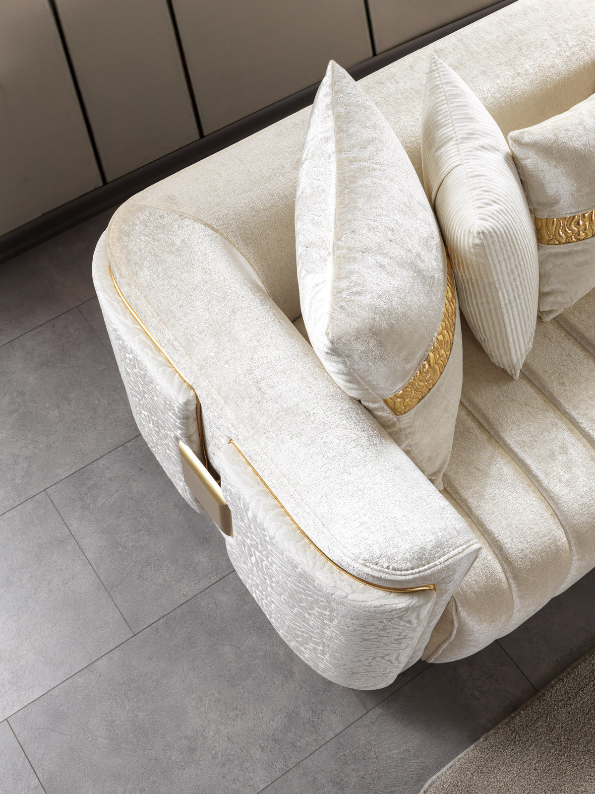 Carlina Ivory Velvet Sofa & Loveseat view 11