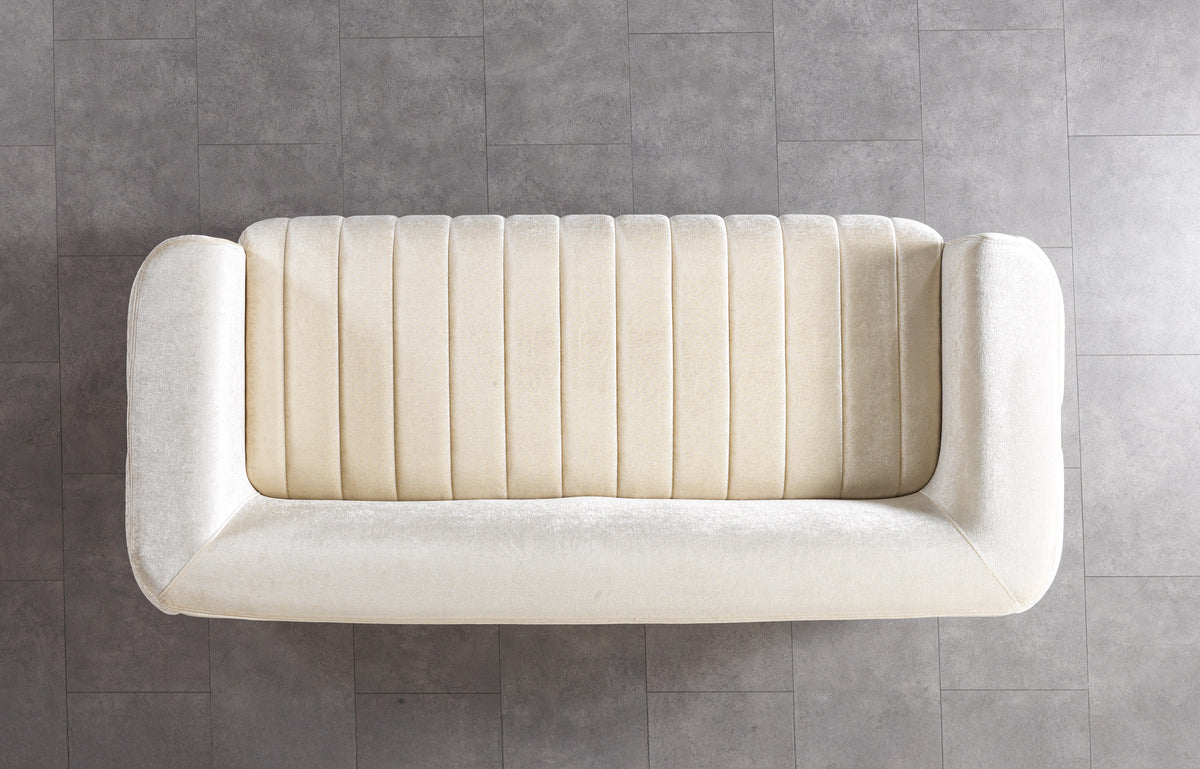 Carlina Ivory Velvet Sofa view 6