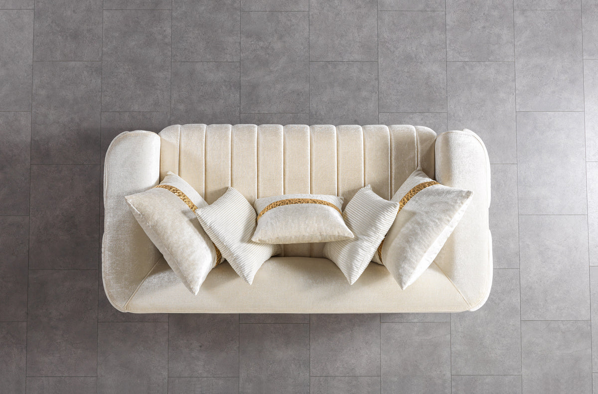 Carlina Ivory Velvet Sofa & Loveseat view 15