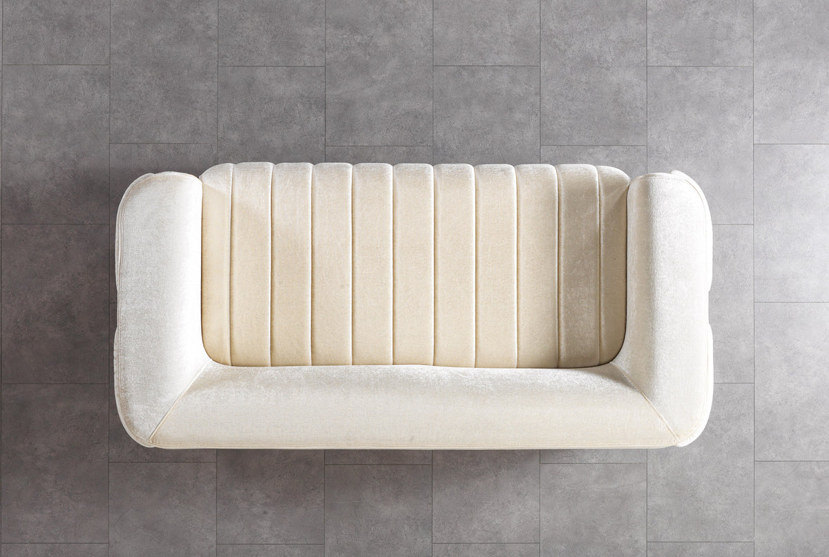 Carlina Ivory Velvet Sofa & Loveseat view 16