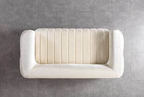 Carlina Ivory Velvet Sofa & Loveseat view 16