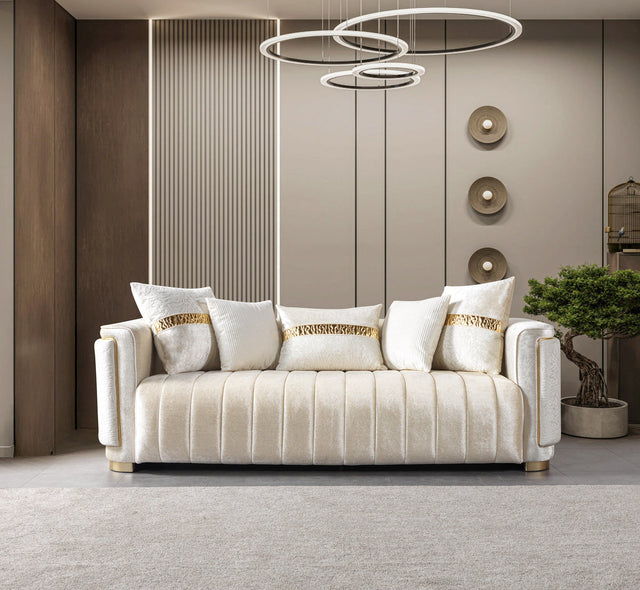 Carlina Ivory Velvet Sofa from Ella Furniture