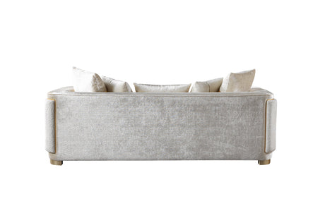 Carlina Ivory Velvet Sofa view 7
