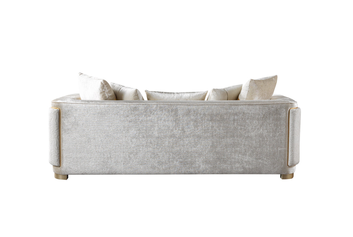 Carlina Ivory Velvet Sofa & Loveseat view 17