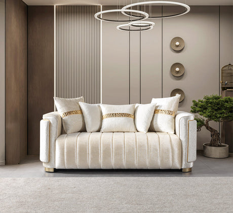 Carlina Ivory Velvet Sofa & Loveseat view 8