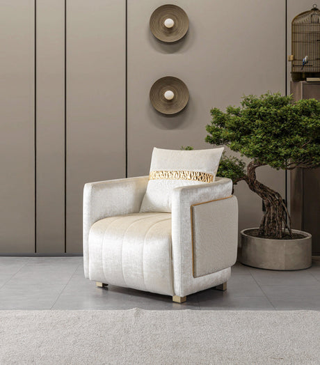 Carlina Ivory Velvet Chair view 4