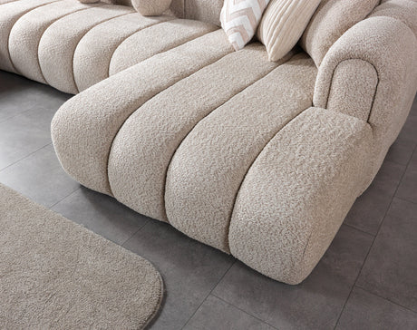 Lis Sand Boucle Double Chaise 147" Sectional view 7