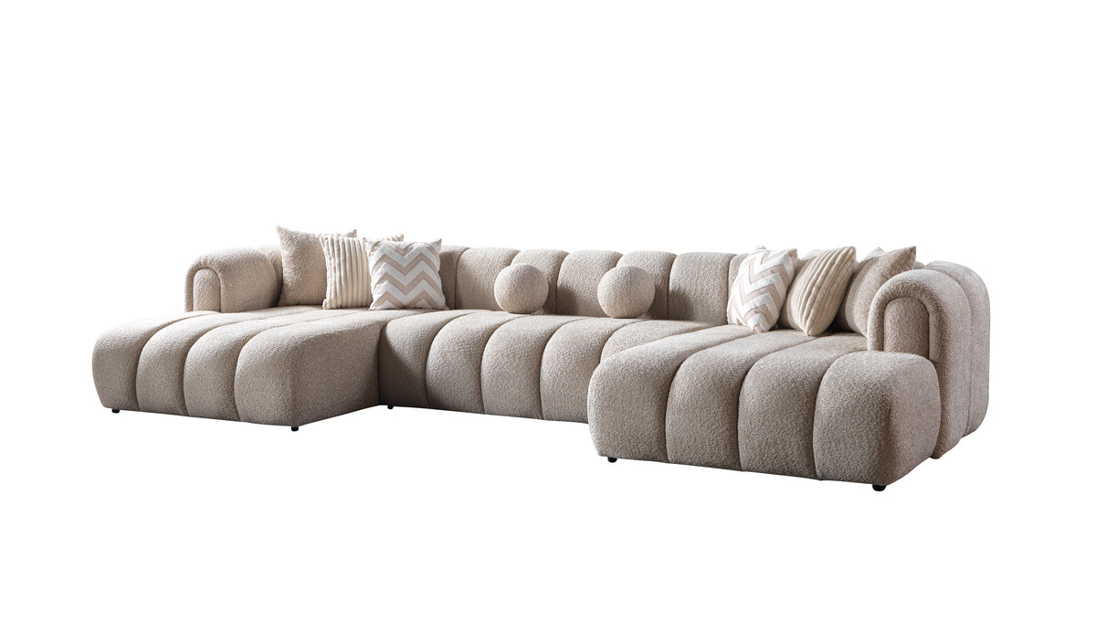 Lis Sand Boucle Double Chaise 147" Sectional view 15