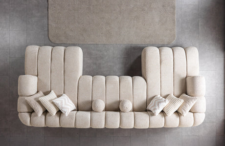 Lis Sand Boucle Double Chaise 147" Sectional view 4