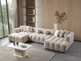 Ivy Sand Boucle Double Chaise 146" Sectional view 3