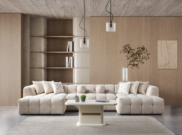 Ivy Sand Boucle Double Chaise 146" Sectional from Ella Furniture