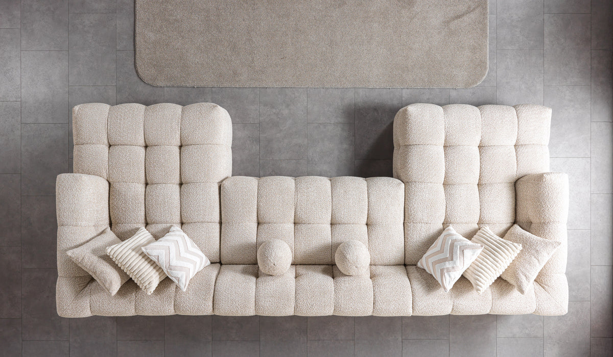 Ivy Sand Boucle Double Chaise 146" Sectional view 4
