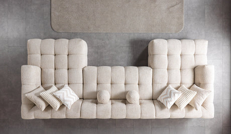 Ivy Sand Boucle Double Chaise 146" Sectional view 4