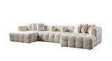 Ivy Ivory Boucle Double Chaise 146" Sectional view 14