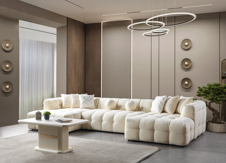 Ivy Ivory Boucle Double Chaise 146" Sectional view 2