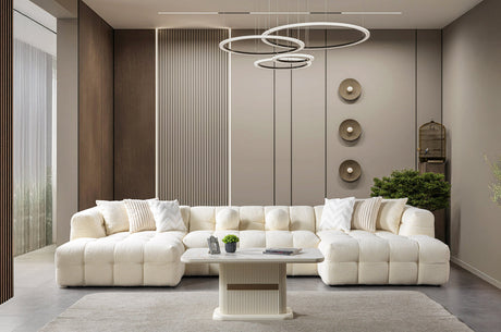 Ivy Ivory Boucle Double Chaise 146" Sectional from Ella Furniture