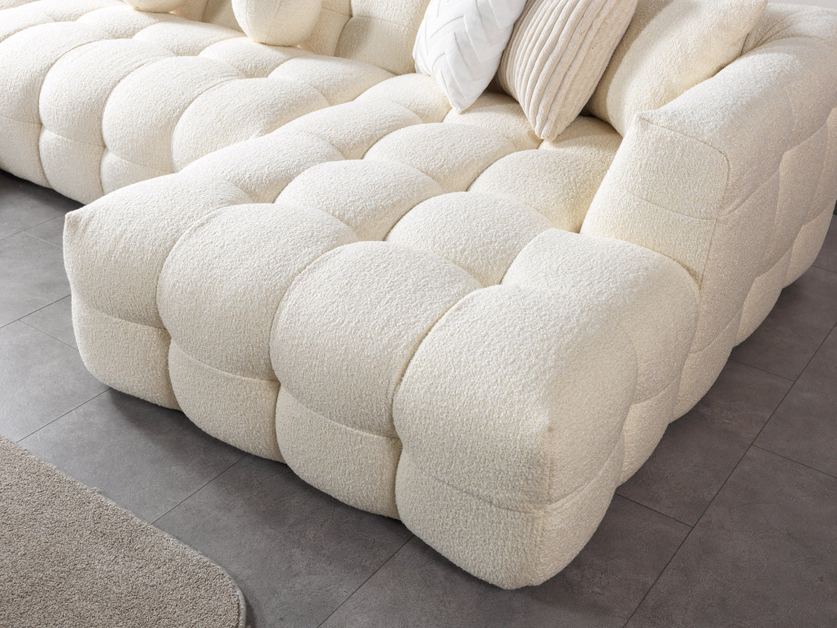 Ivy Ivory Boucle Double Chaise 146" Sectional view 7