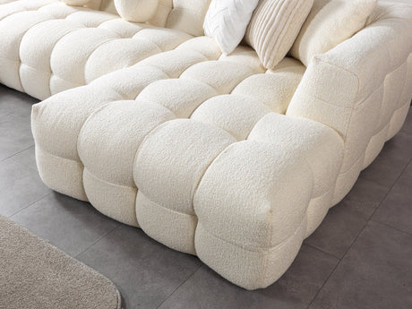 Ivy Ivory Boucle Double Chaise 146" Sectional view 7