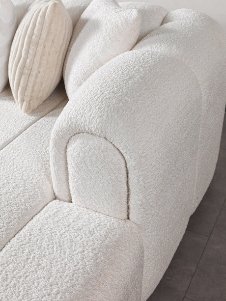 Lis Ivory Boucle Double Chaise 147" Sectional view 10