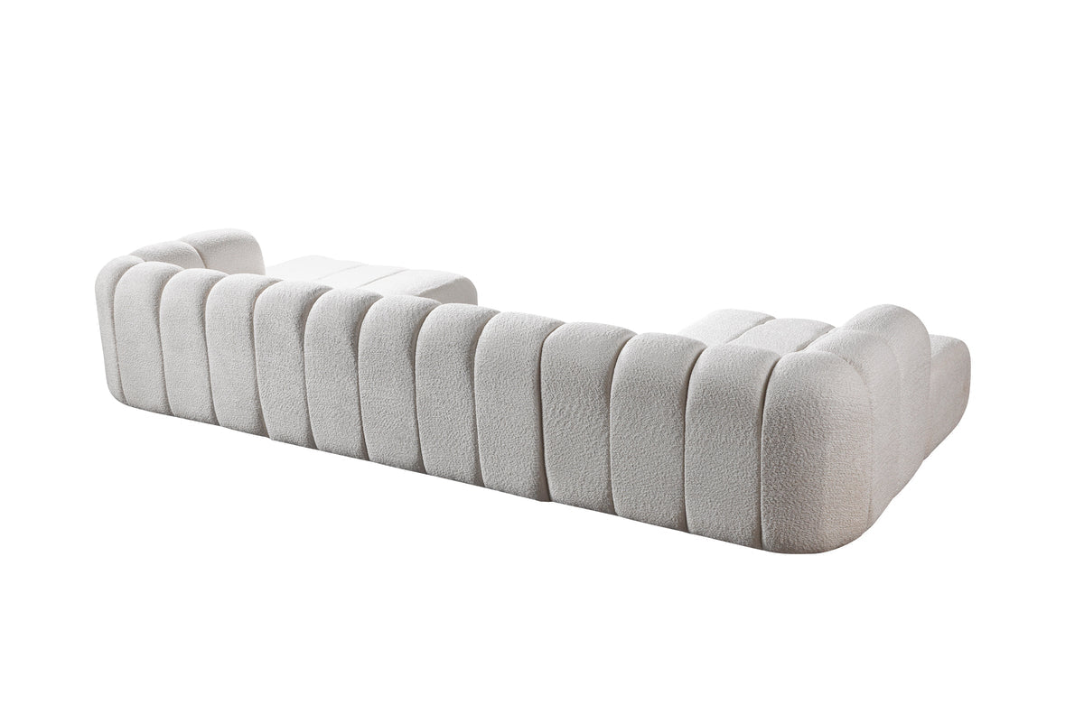 Lis Ivory Boucle Double Chaise 147" Sectional view 17