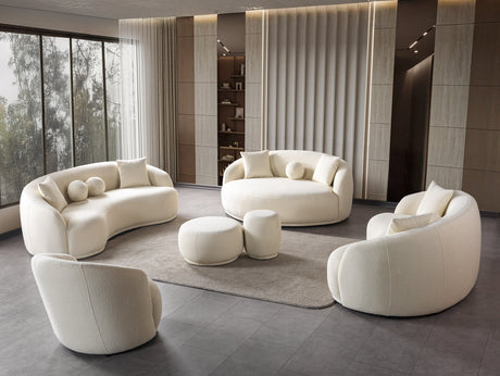 Bonita Ivory Boucle Round Sofa 71" view 2
