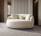 Bonita Ivory Boucle Round Sofa 71" view 3