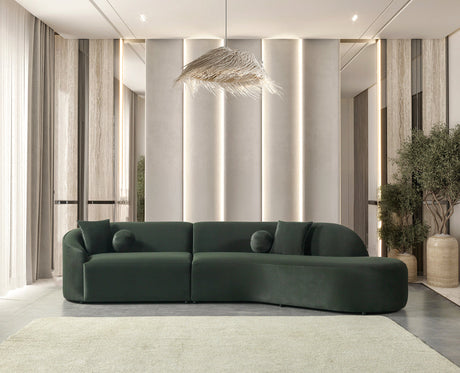 Cloe Green Velvet Curved 134" RAF Sectional from Ella Furniture