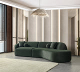 Cloe Green Velvet Curved 134" RAF Sectional view 4