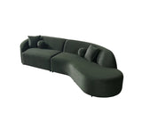 Cloe Green Velvet Curved 134" RAF Sectional view 10