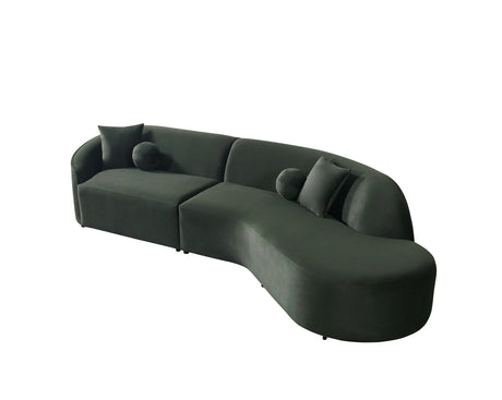 Cloe Green Velvet Curved 134" RAF Sectional view 10