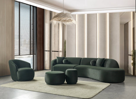 Cloe Green Velvet Curved 134" RAF Sectional view 3