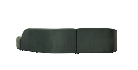 Cloe Green Velvet Curved 134" RAF Sectional view 12