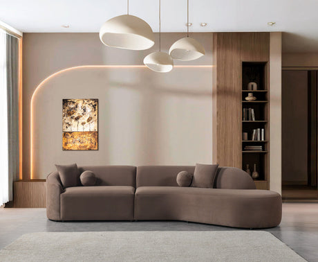 Cloe Coffee Velvet Curved 134" RAF Sectional from Ella Furniture
