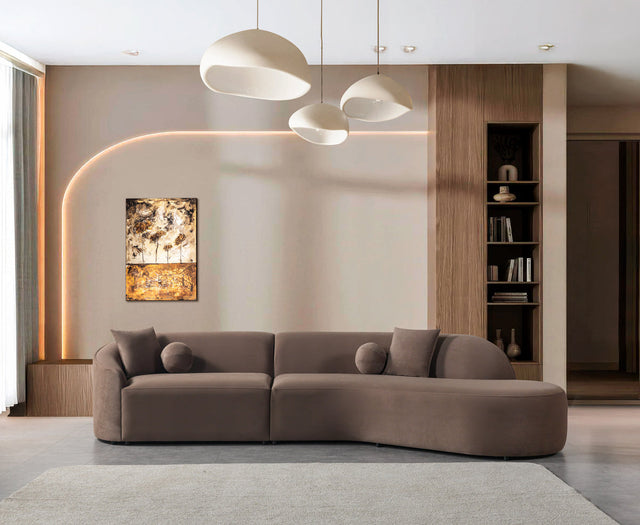 Cloe Coffee Velvet Curved 134" RAF Sectional from Ella Furniture