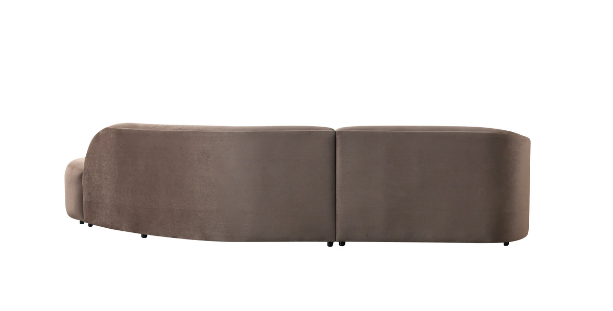 Cloe Coffee Velvet Curved 134" RAF Sectional view 12