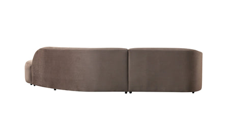 Cloe Coffee Velvet Curved 134" RAF Sectional view 12