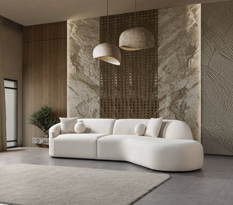 Cloe Ivory Velvet Curved 134" RAF Sectional view 4