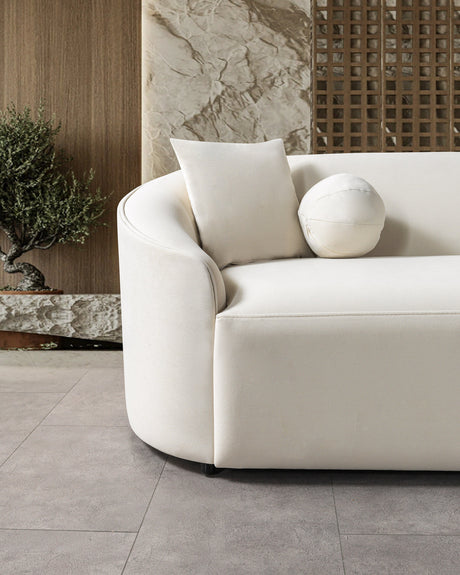 Cloe Ivory Velvet Curved 134" RAF Sectional view 8