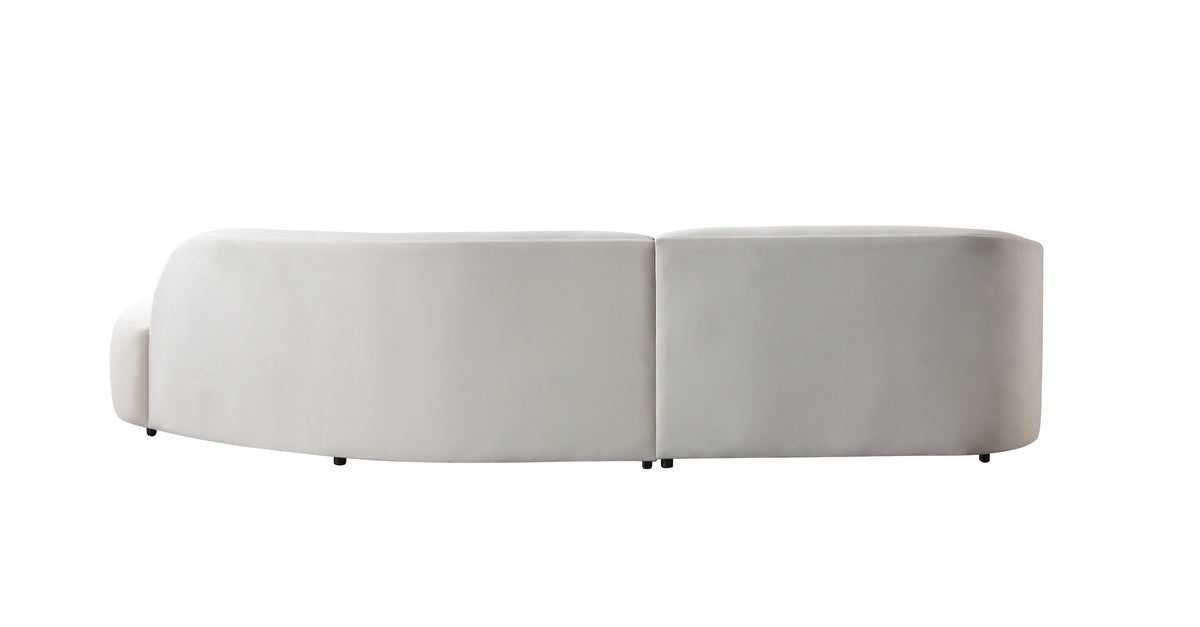 Cloe Ivory Velvet Curved 134" RAF Sectional view 12