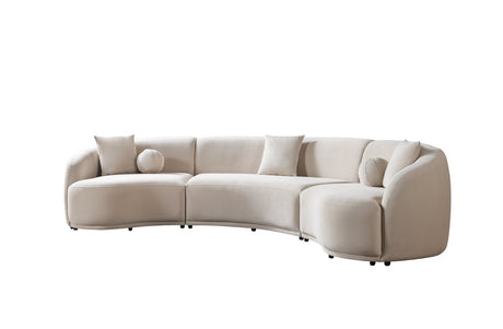 Bonita Ivory Velvet 3-Piece Curved 138" Sectional view 11