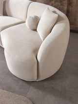 Bonita Ivory Velvet 3-Piece Curved 138" Sectional view 8