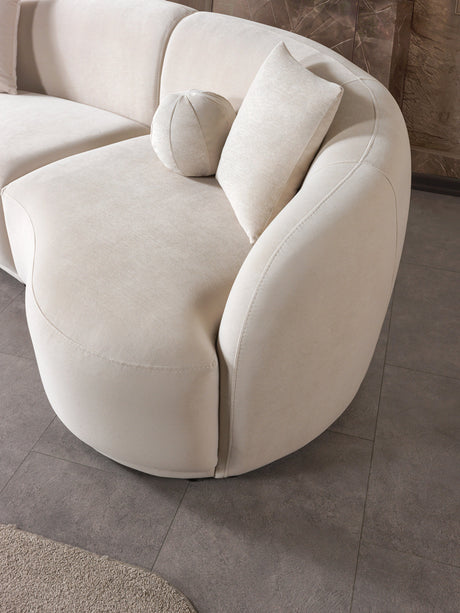 Bonita Ivory Velvet 3-Piece Curved 138" Sectional view 8