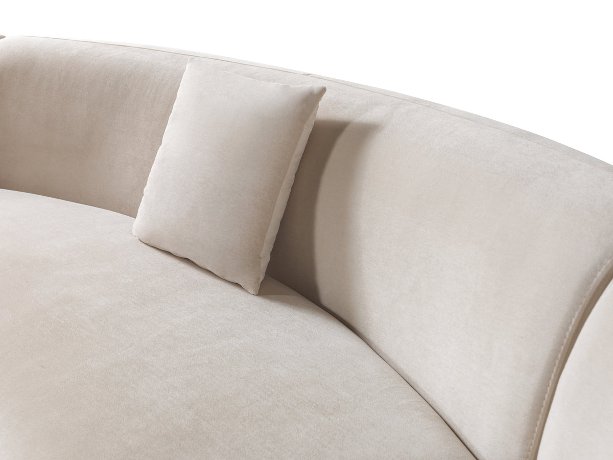 Bonita Ivory Velvet 3-Piece Curved 138" Sectional view 9