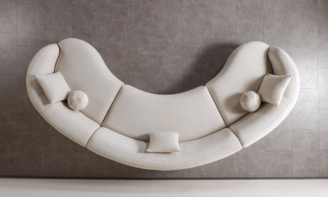 Bonita Ivory Velvet 3-Piece Curved 138" Sectional view 6
