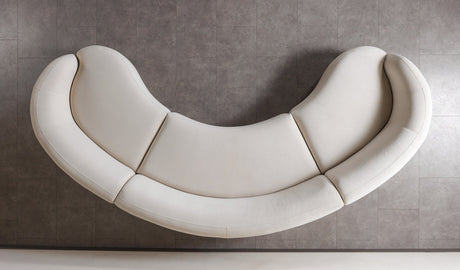 Bonita Ivory Velvet 3-Piece Curved 138" Sectional view 7