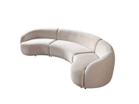 Bonita Ivory Velvet 3-Piece Curved 138" Sectional view 13
