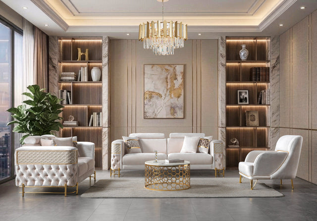 Fabiana Ivory Velvet Sofa & Loveseat from Ella Furniture