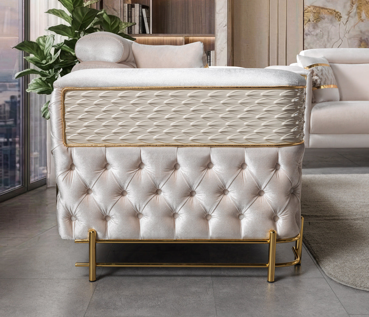 Fabiana Ivory Velvet Sofa & Loveseat view 10
