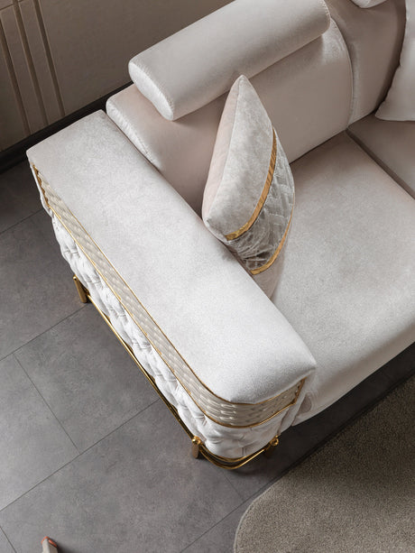 Fabiana Ivory Velvet Loveseat view 9